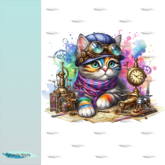 Bügelbild Steampunk Katze #3 Fylou's Style
