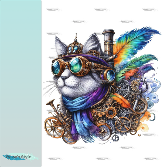 Bügelbild Steampunk Katze #4 Fylou's Style