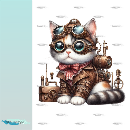 Bügelbild Steampunk Katze #5 Fylou's Style
