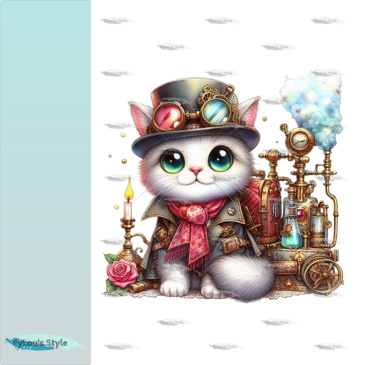 Bügelbild Steampunk Katze #6 Fylou's Style