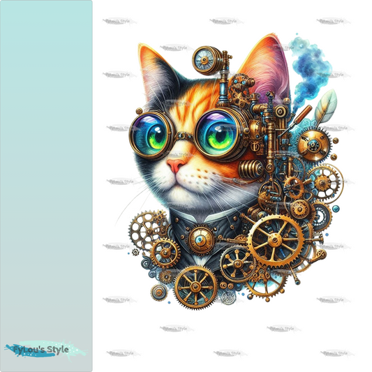 Bügelbild Steampunk Katze #7 Fylou's Style