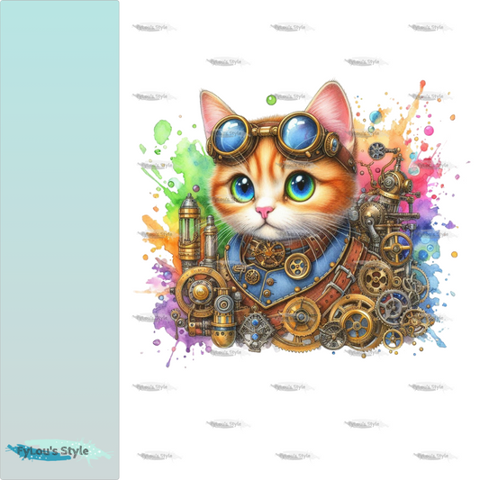 Bügelbild Steampunk Katze #9 Fylou's Style