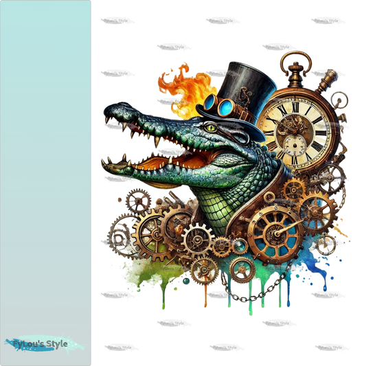 Bügelbild Steampunk Steampunk Krokodil #3 Fylou's Style