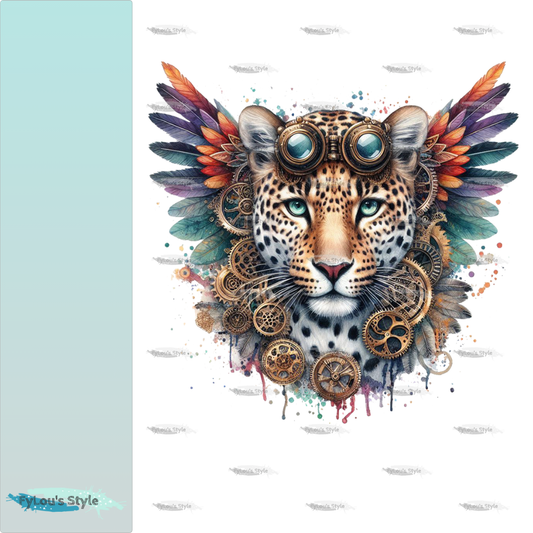 Bügelbild Steampunk Leopard #2 Fylou's Style
