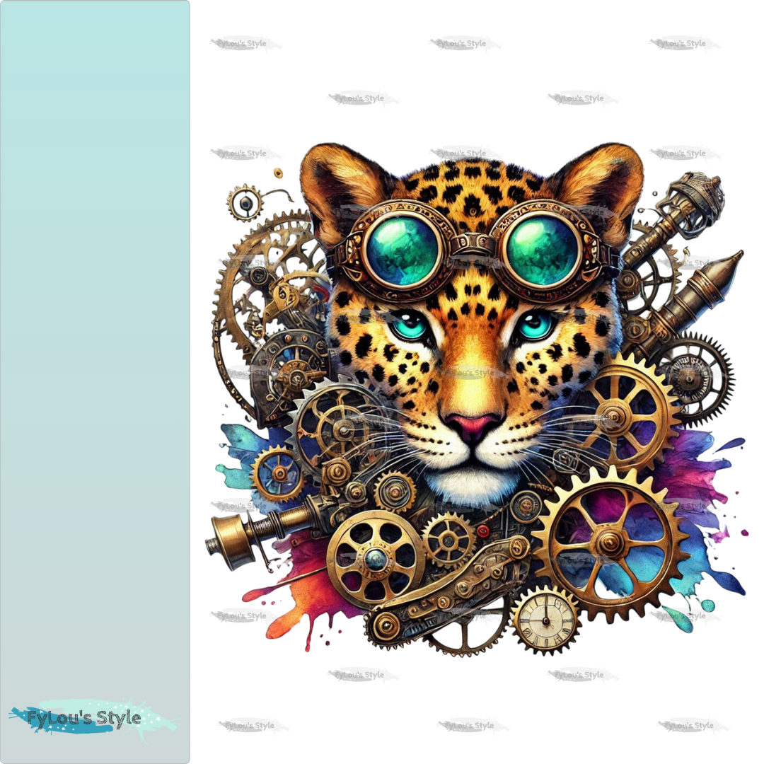 Bügelbild Steampunk Leopard #3 Fylou's Style