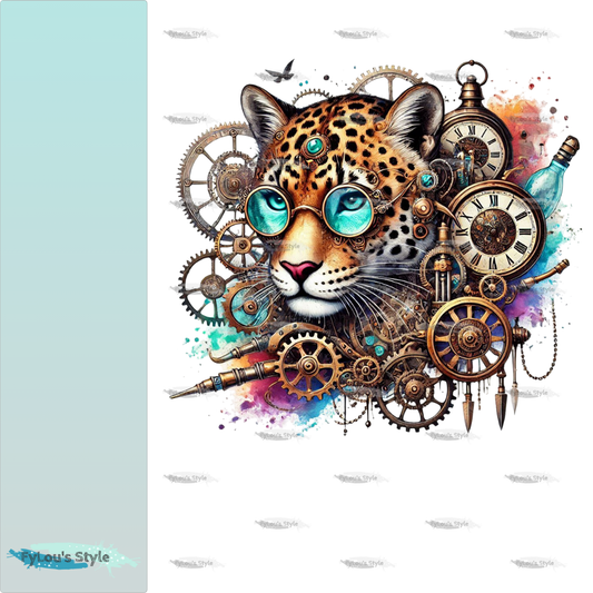 Bügelbild Steampunk Leopard #4 Fylou's Style