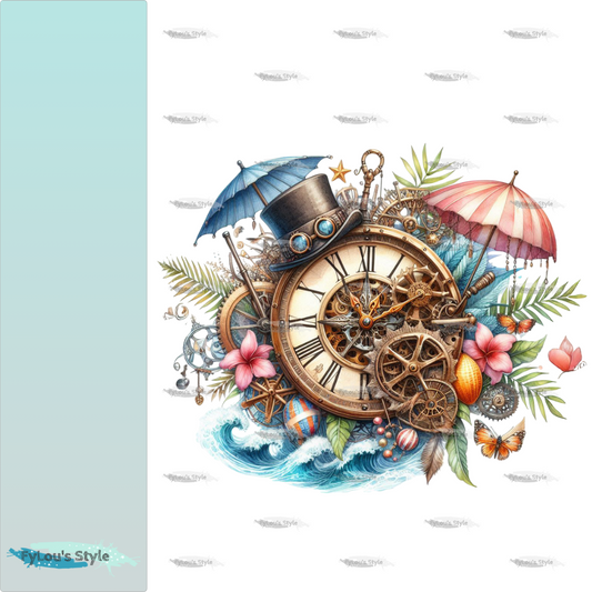 Bügelbild Steampunk Maritim Uhr Fylou's Style