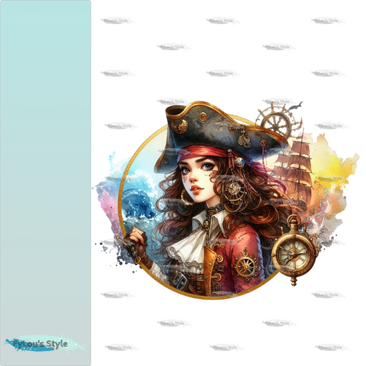 Bügelbild Steampunk Piraten Dame #1 Fylou's Style