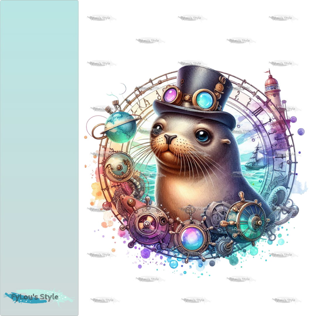 Bügelbild Steampunk Robbe #1 Fylou's Style
