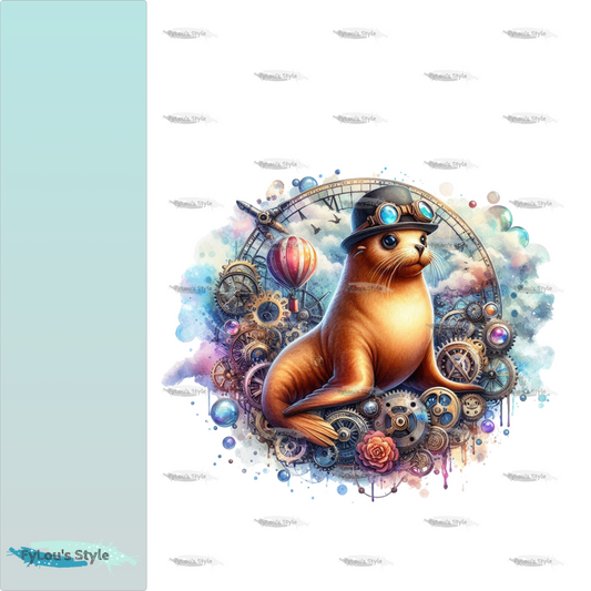 Bügelbild Steampunk Robbe #2 Fylou's Style