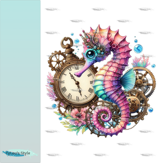 Bügelbild Steampunk Seepferdchen Fylou's Style