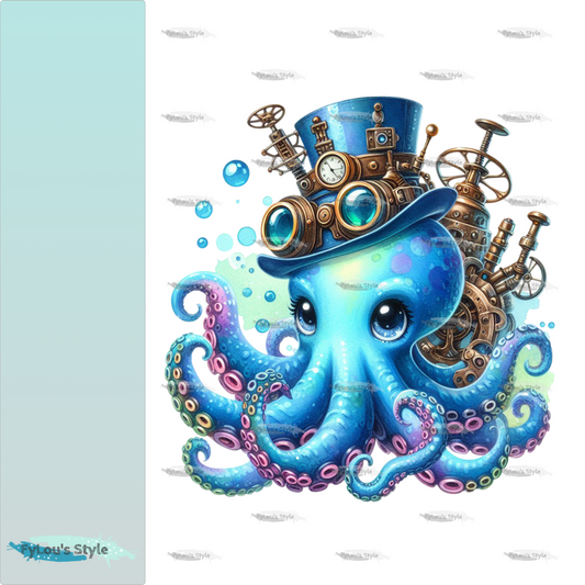 Bügelbild Steampunk Tintenfisch #1 Fylou's Style