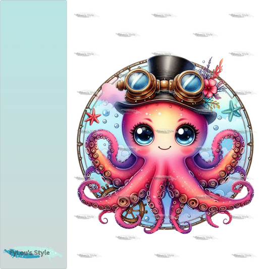 Bügelbild Steampunk Tintenfisch #2 Fylou's Style