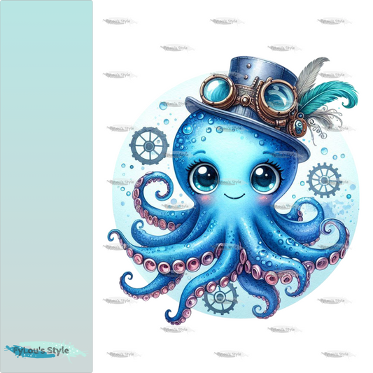 Bügelbild Steampunk Tintenfisch #3 Fylou's Style