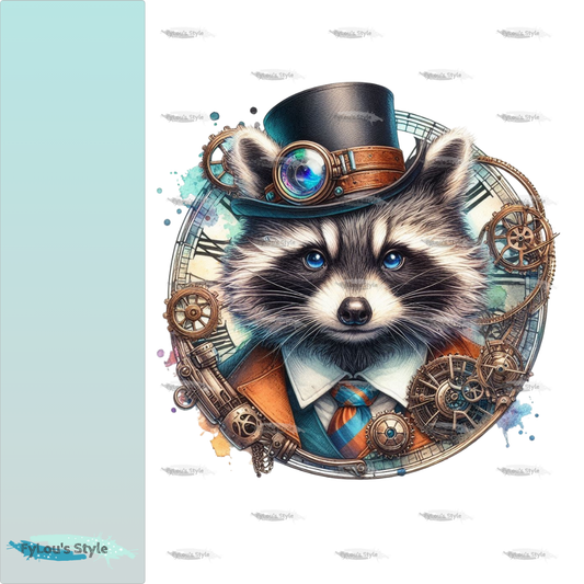 Bügelbild Steampunk Waschbär #1 Fylou's Style