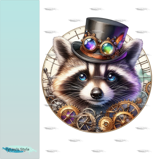 Bügelbild Steampunk Waschbär #2 Fylou's Style