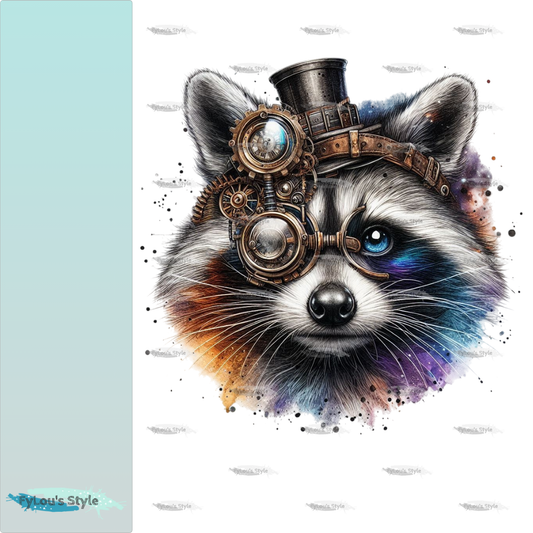 Bügelbild Steampunk Waschbär #3 Fylou's Style