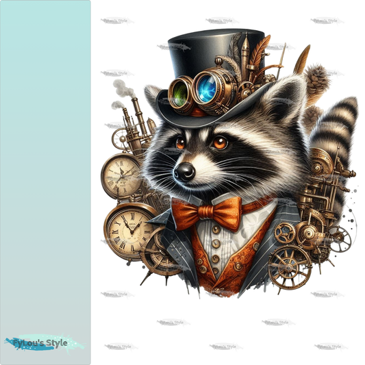 Bügelbild Steampunk Waschbär #4 Fylou's Style