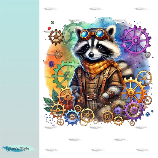 Bügelbild Steampunk Waschbär #5 Fylou's Style