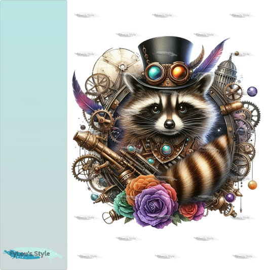 Bügelbild Steampunk Waschbär #6 Fylou's Style