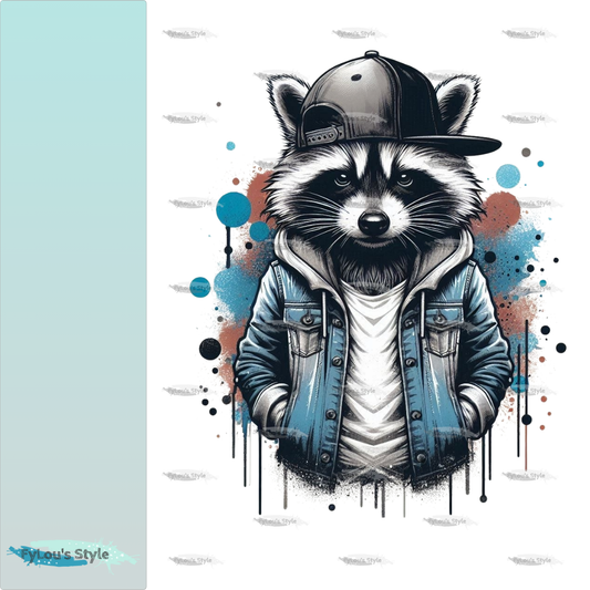 Bügelbild Streetwear Splash Waschbär Fylou's Style