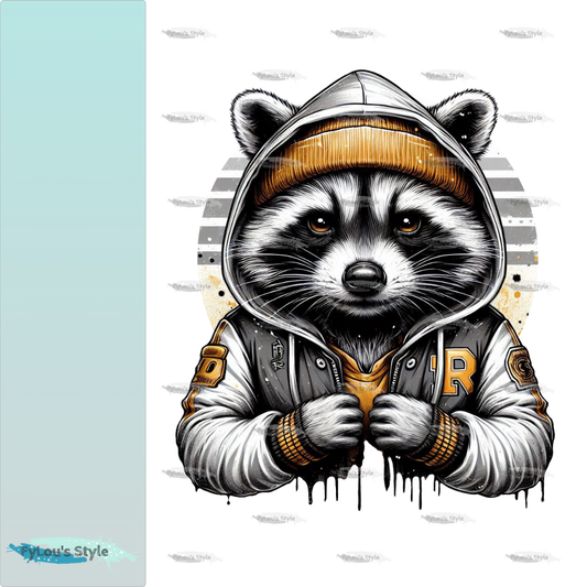 Bügelbild Streetwear Waschbär Fylou's Style