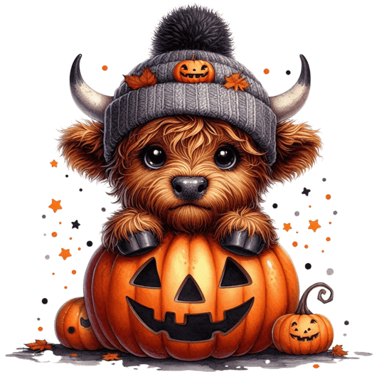 Bügelbild Süße Halloween Highland Kuh #1