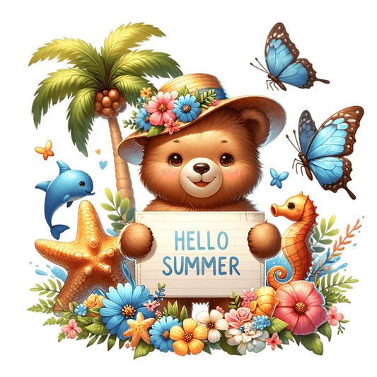 Bügelbild Hallo Sommer  Bär Fylou's Style