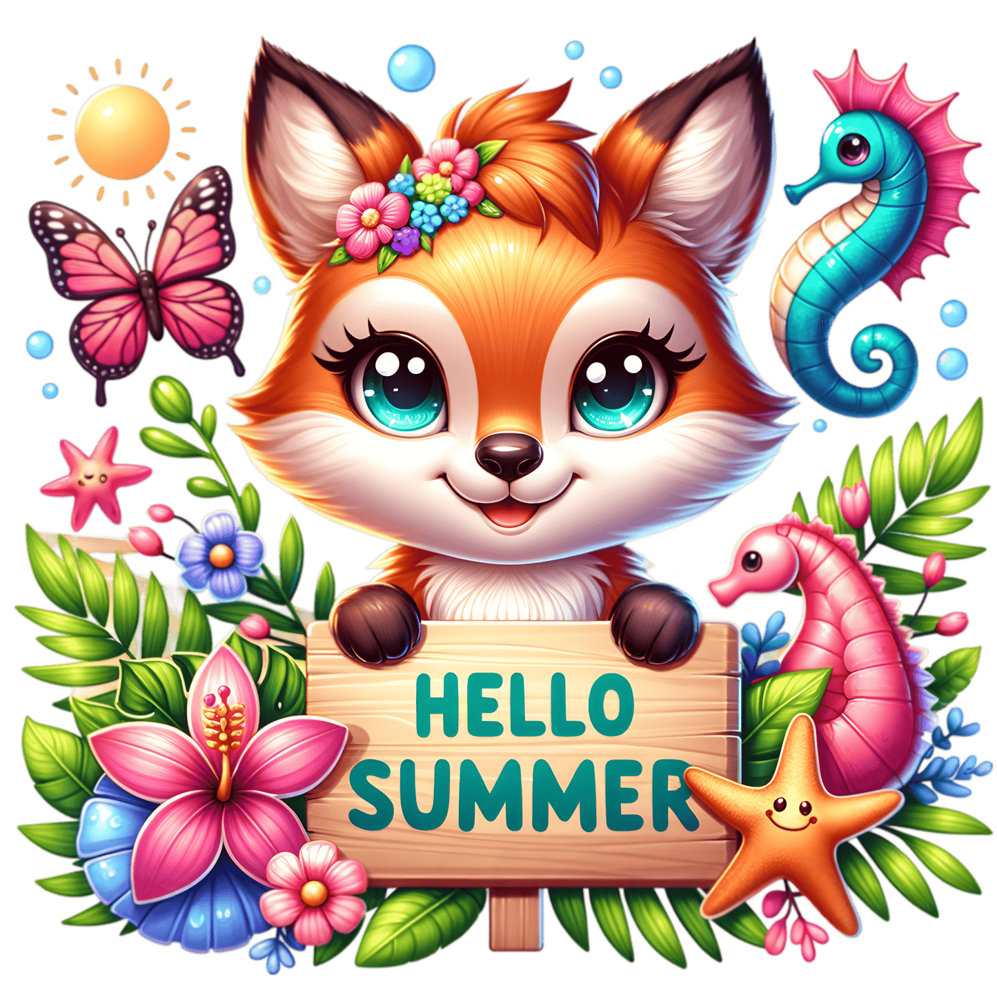 Bügelbild Hallo Sommer Fuchs Fylou's Style