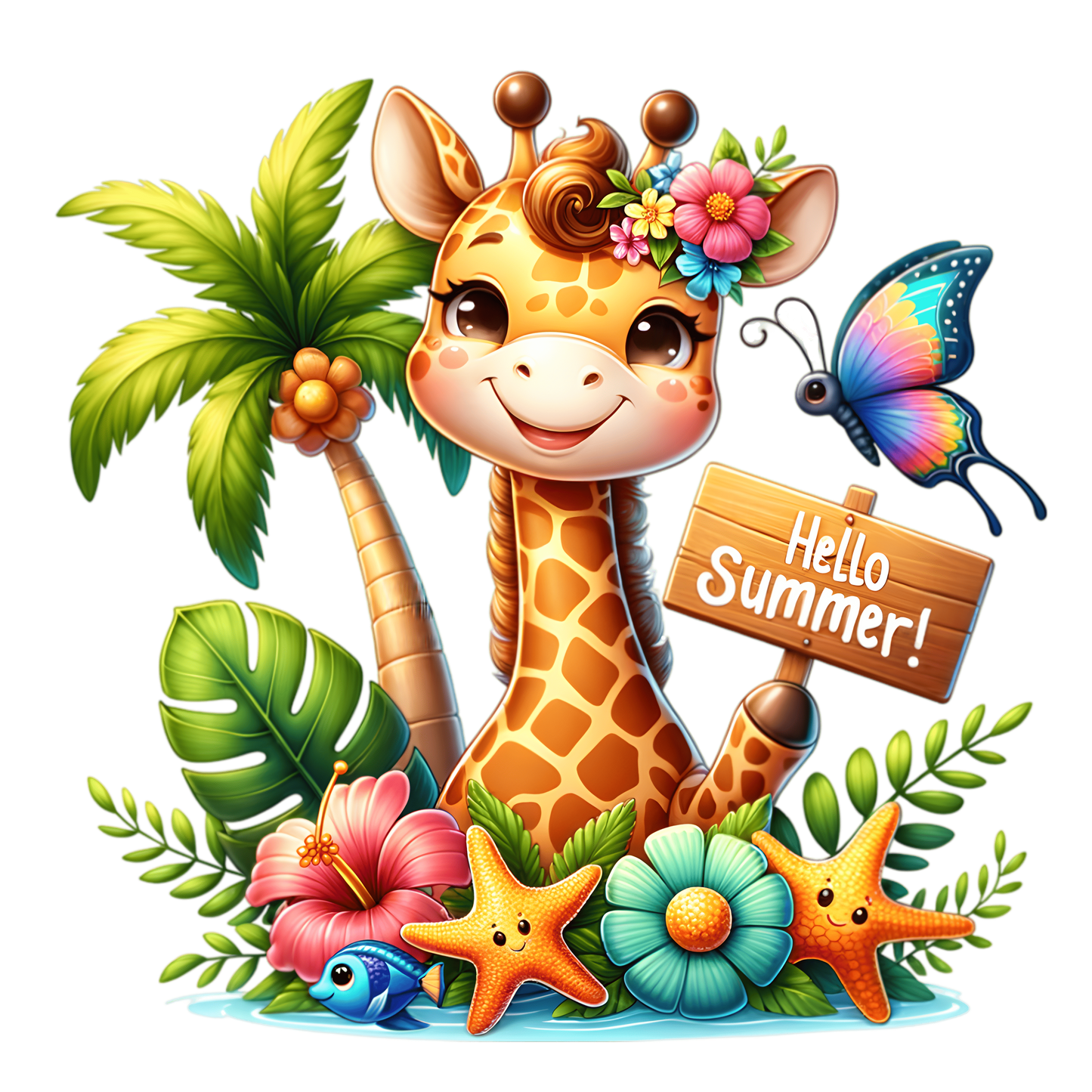 Bügelbild Hallo Sommer Giraffe Fylou's Style