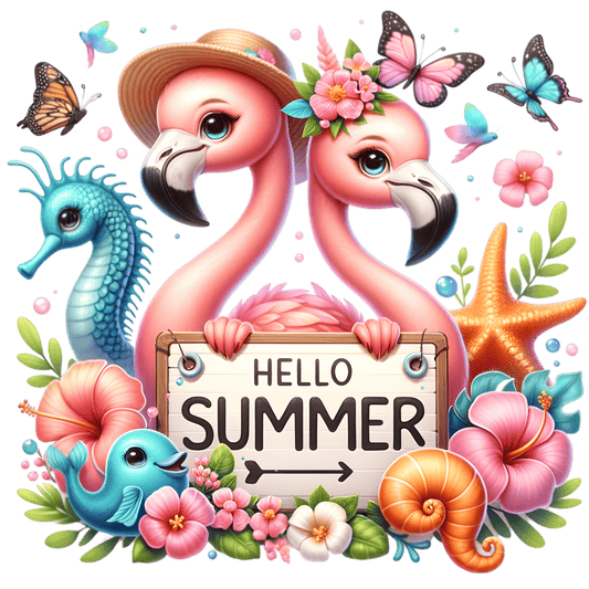 Bügelbild Hallo Sommer Flamingo Fylou's Style