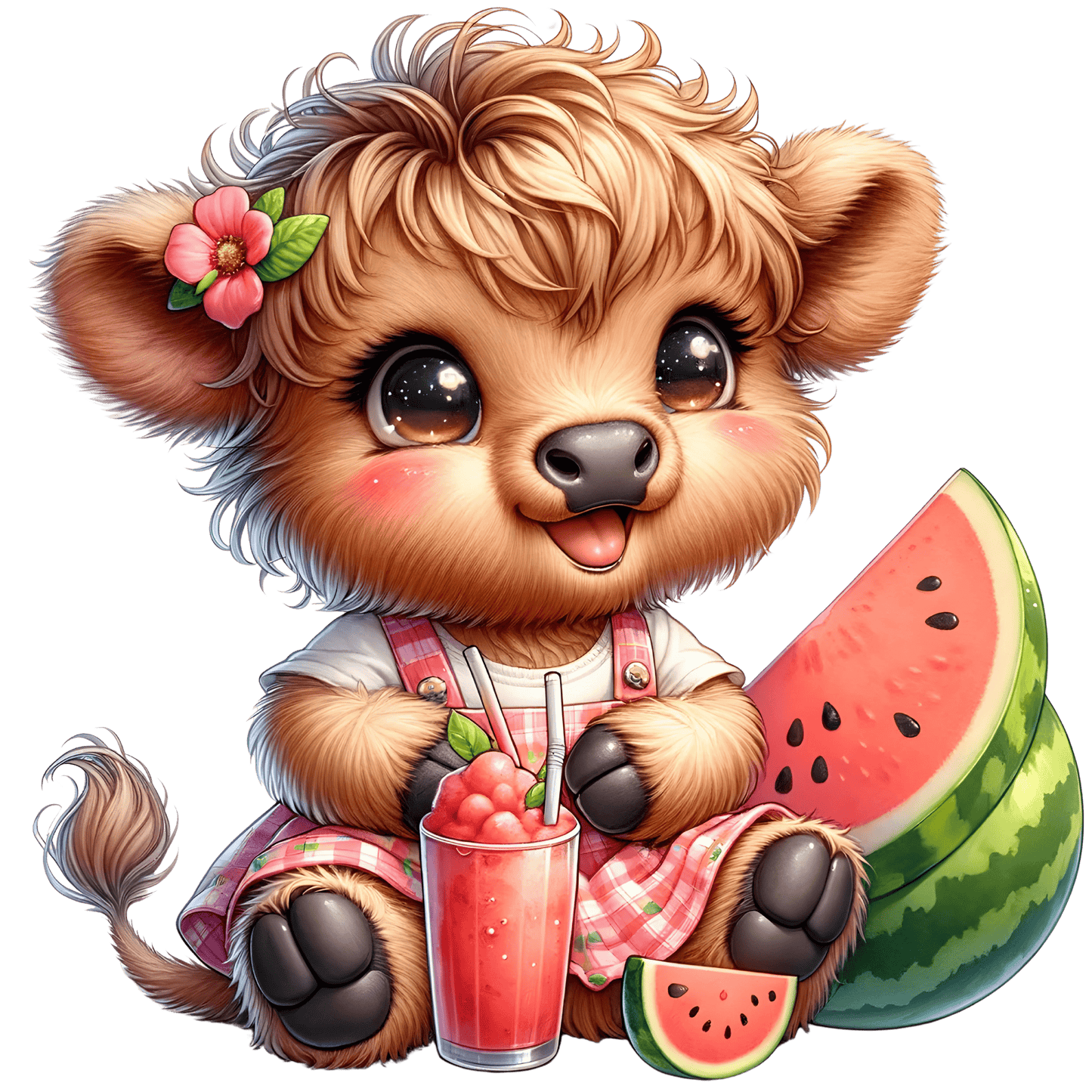 Bügelbild Highland Kuh mit Sommer Früchte und Drinks #17 Fylou's Style