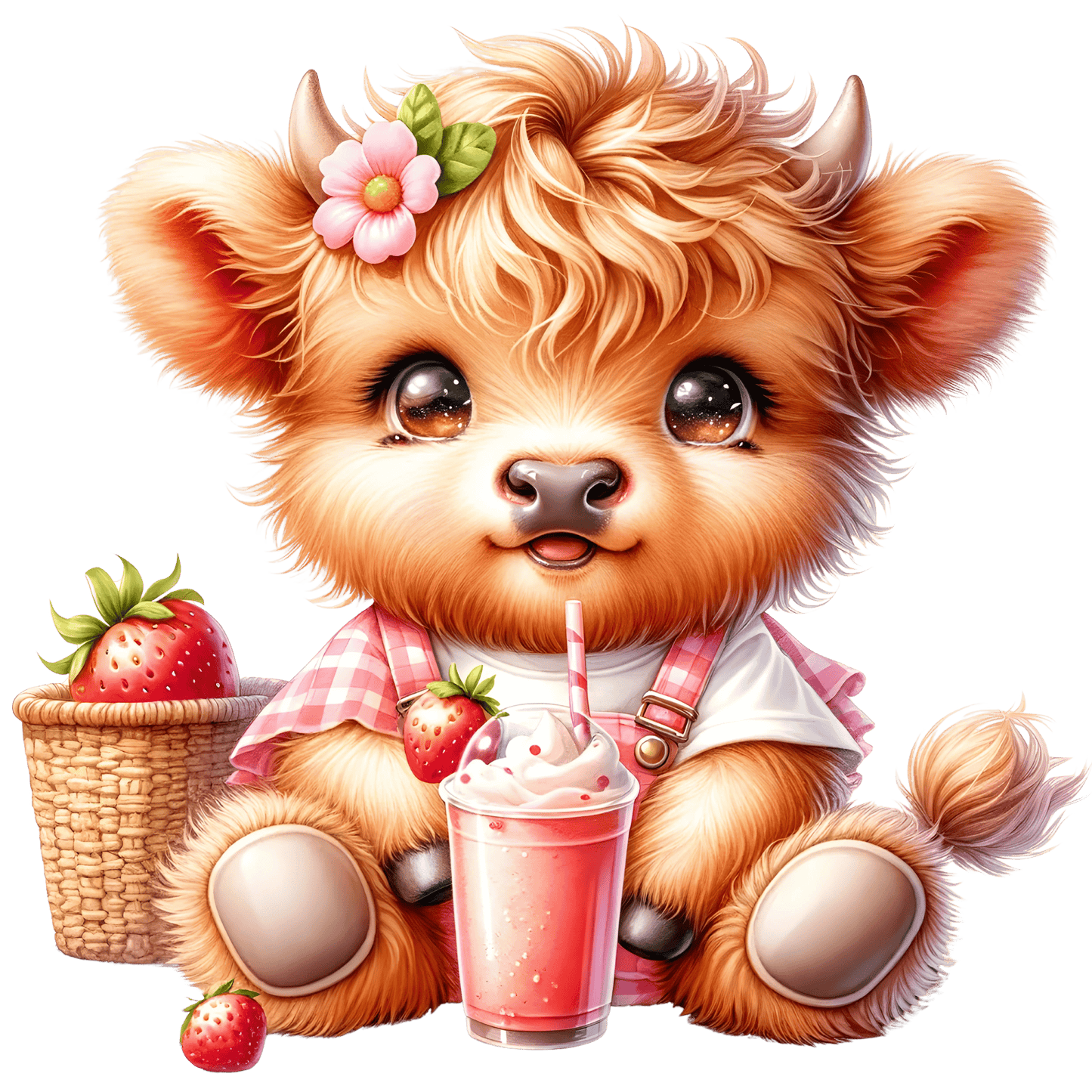 Bügelbild Highland Kuh mit Sommer Früchte und Drinks #18 Fylou's Style