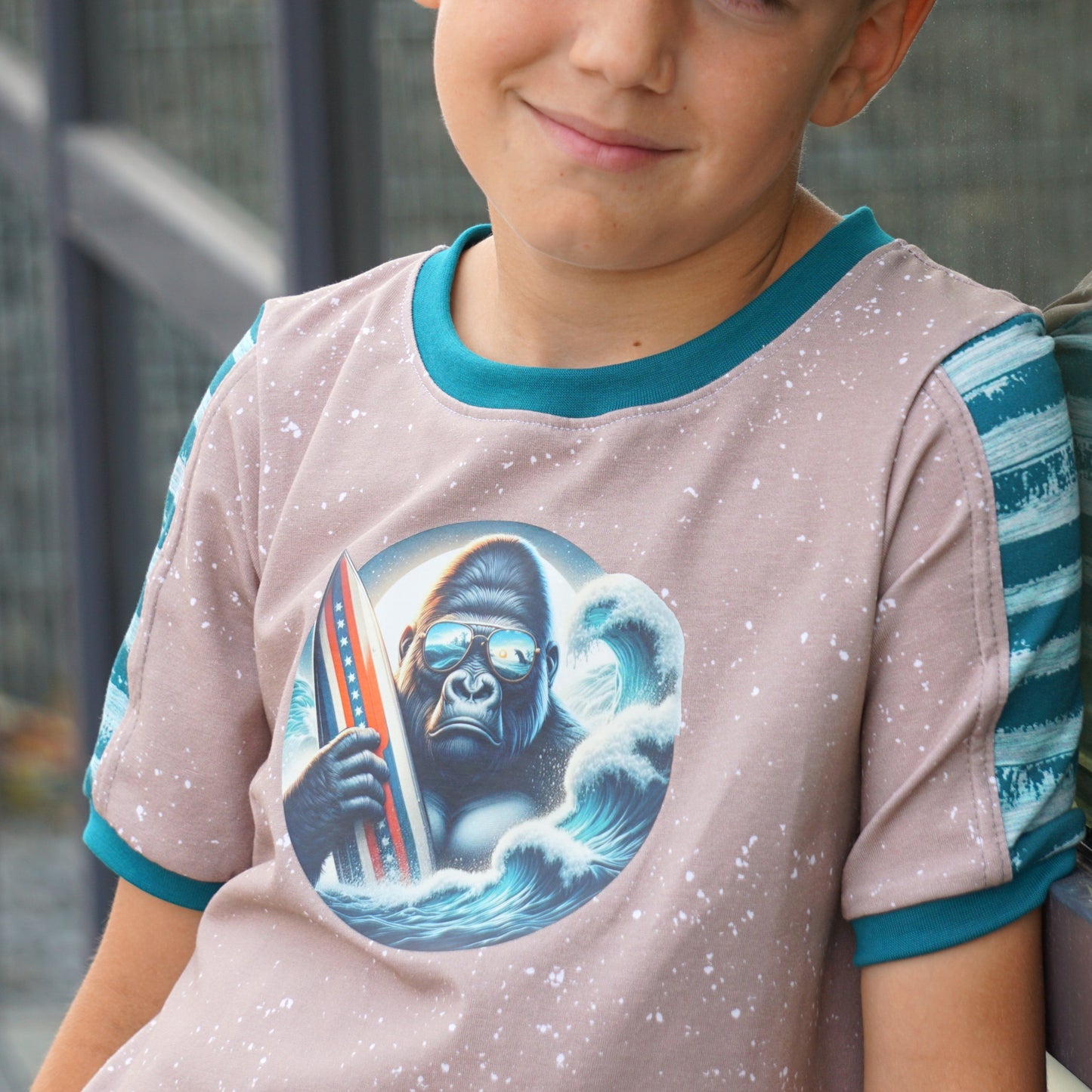 Bügelbild Gorilla mit Surfboard #2 Fylou's Style