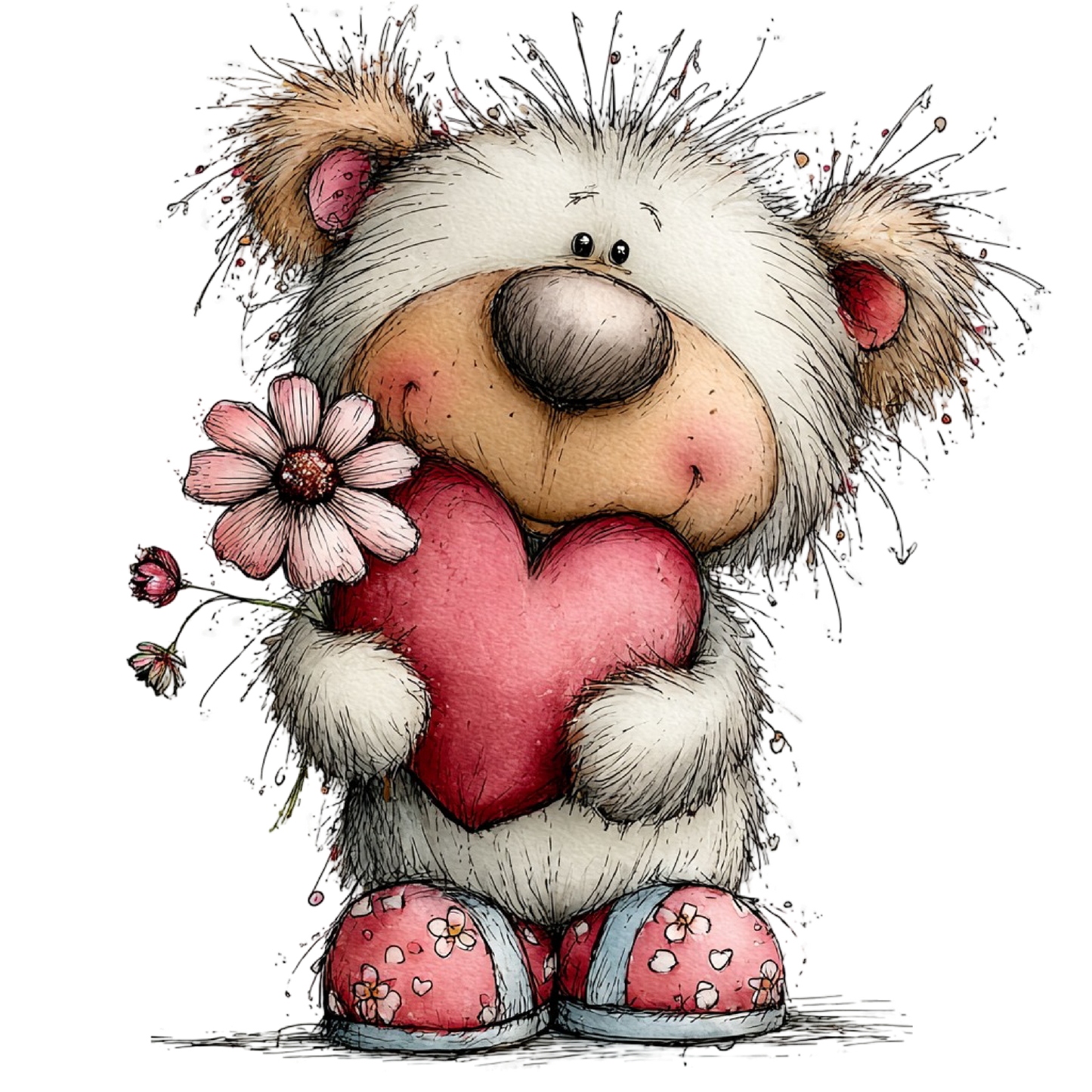 Bügelbild Teddy mit Herz