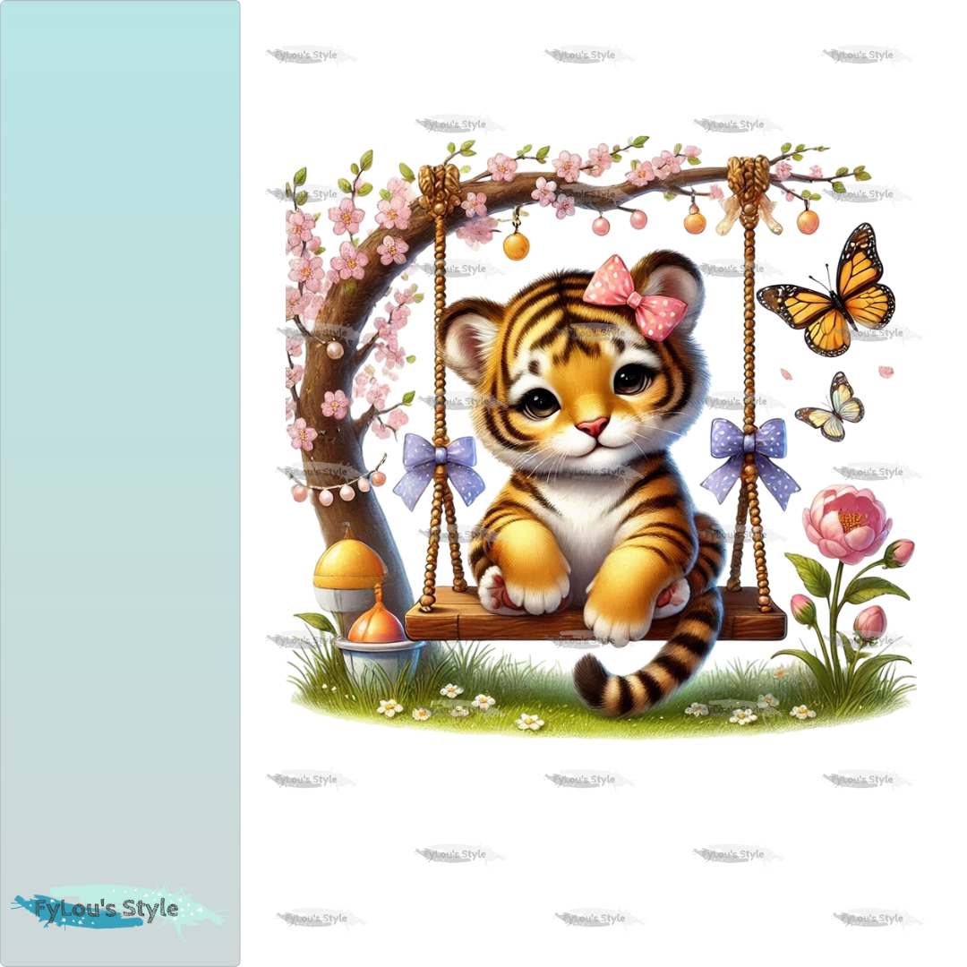 Bügelbild Tiger auf Schaukel #2 Fylou's Style