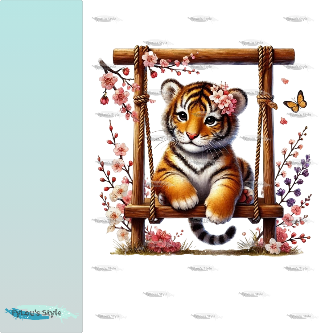 Bügelbild Tiger auf Schaukel #3 Fylou's Style