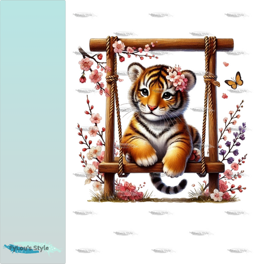 Bügelbild Tiger auf Schaukel #3 Fylou's Style