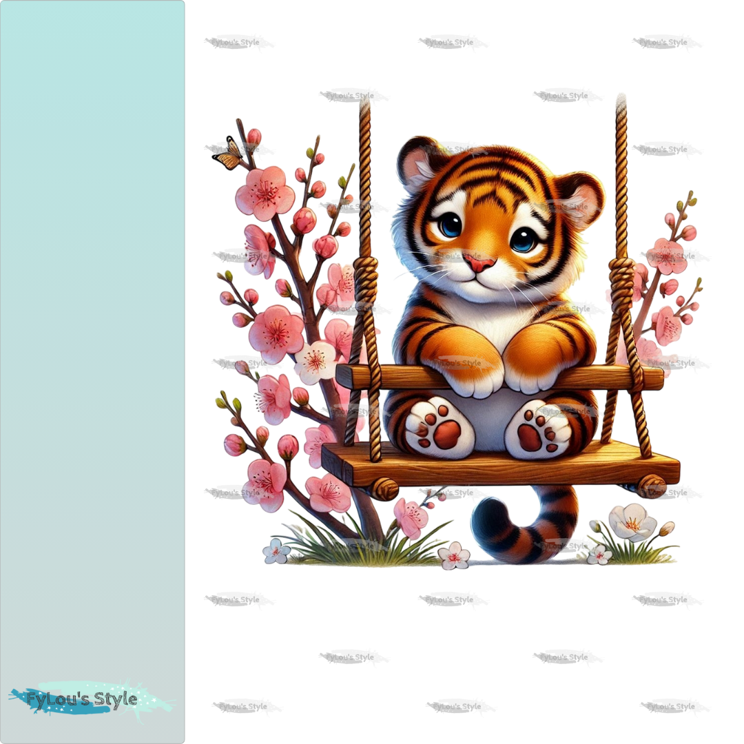 Bügelbild Tiger auf Schaukel #4 Fylou's Style