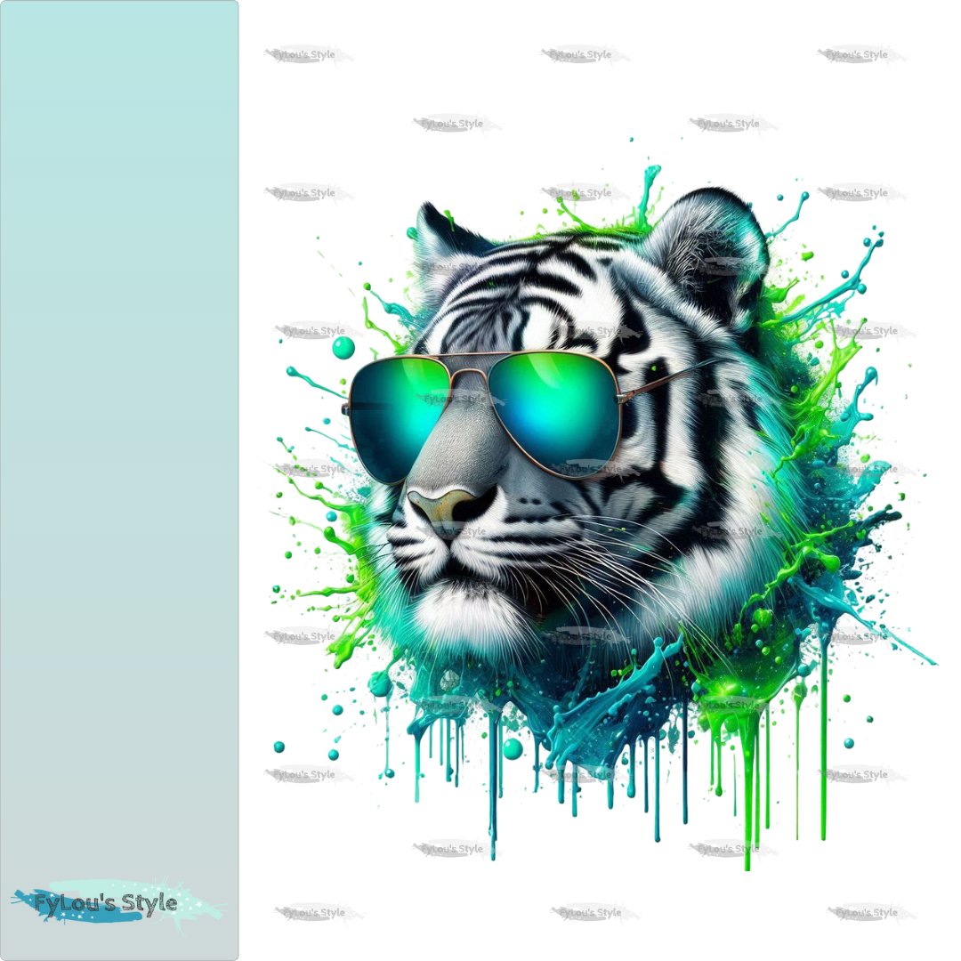 Bügelbild Tiger mit Sonnenbrille Splash #1 Fylou's Style