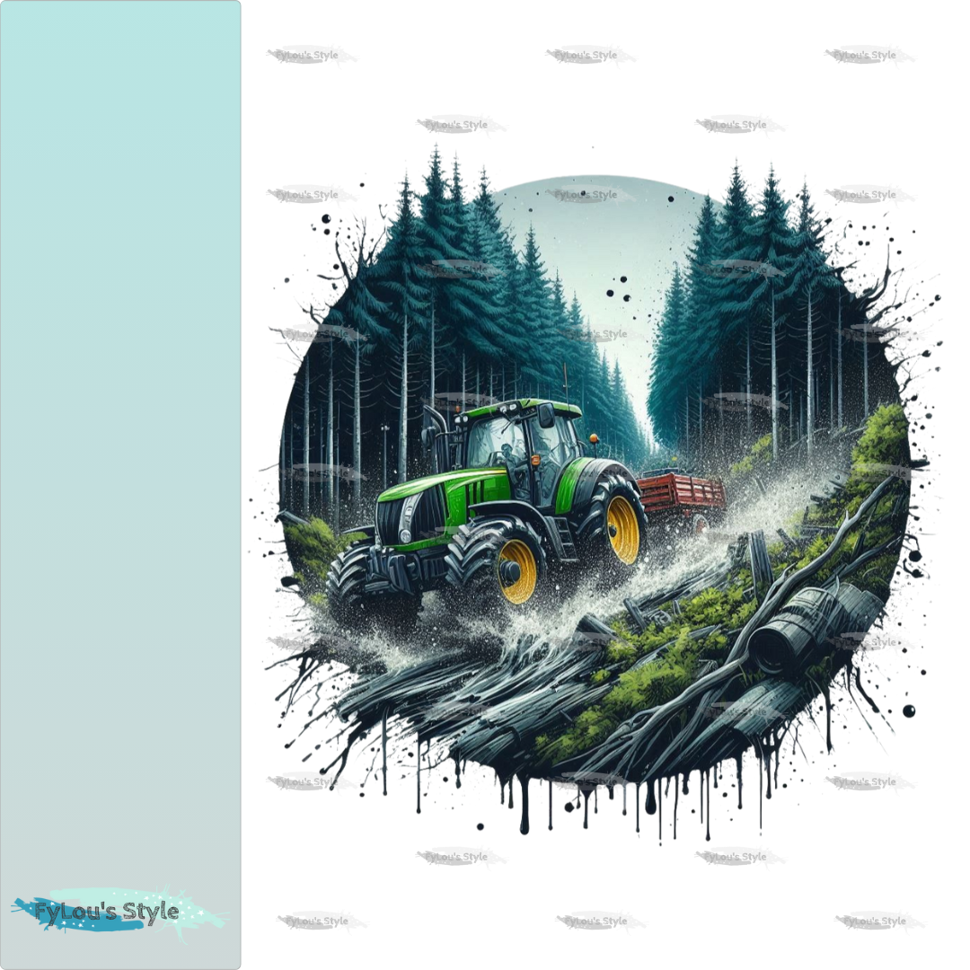 Bügelbild Traktor im Wald #1