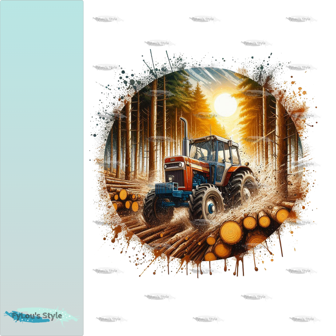 Bügelbild Traktor im Wald #2