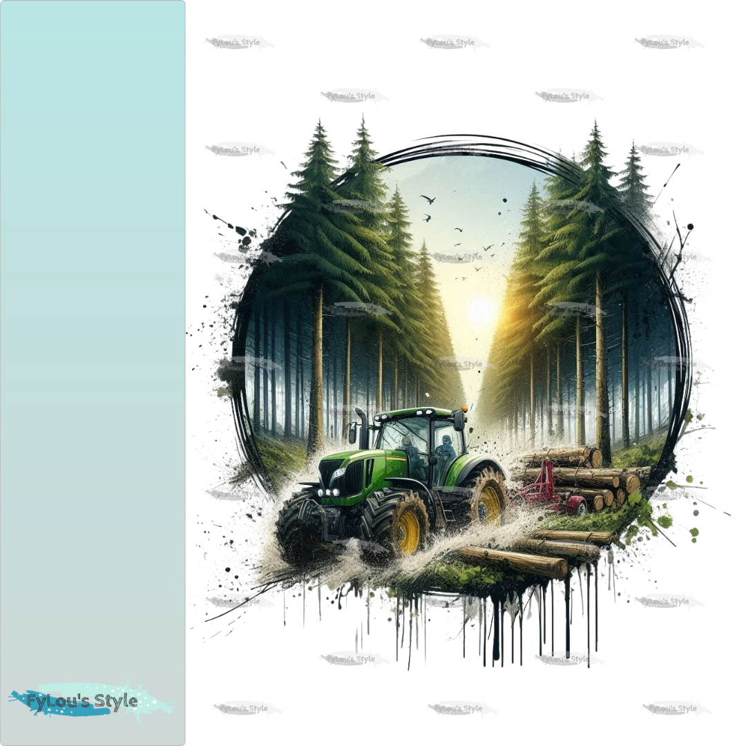 Bügelbild Traktor im Wald #5