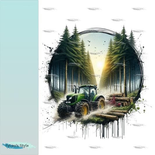 Bügelbild Traktor im Wald #5