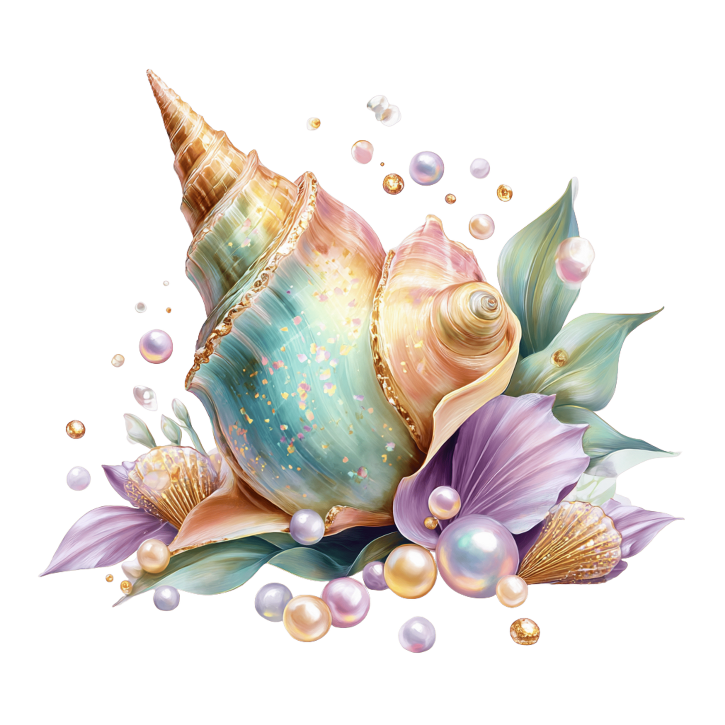 Bügelbild Unterwasserwelt Pastel Muschel