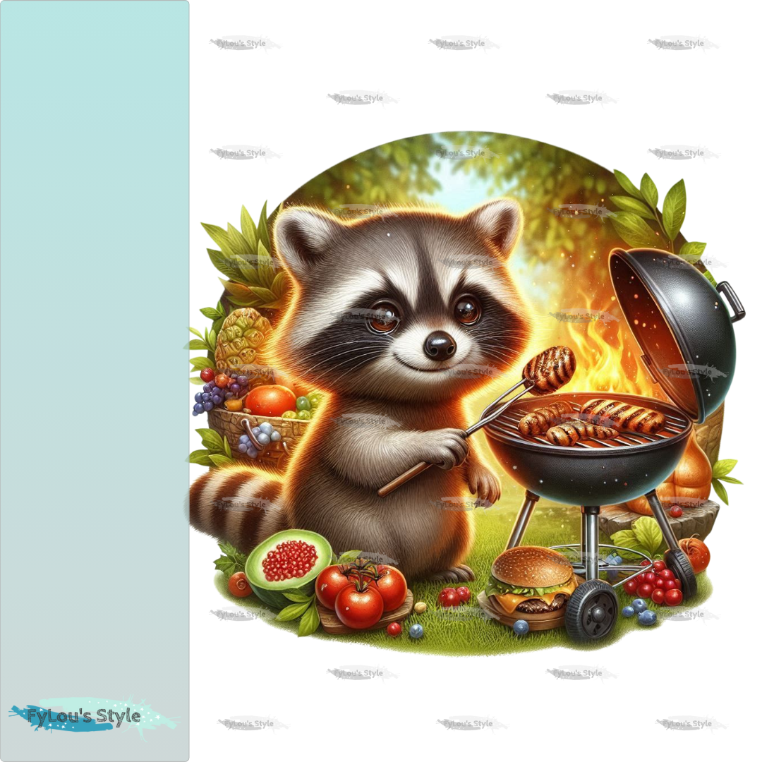 Bügelbild Waschbär beim Grillen #3 Fylou's Style