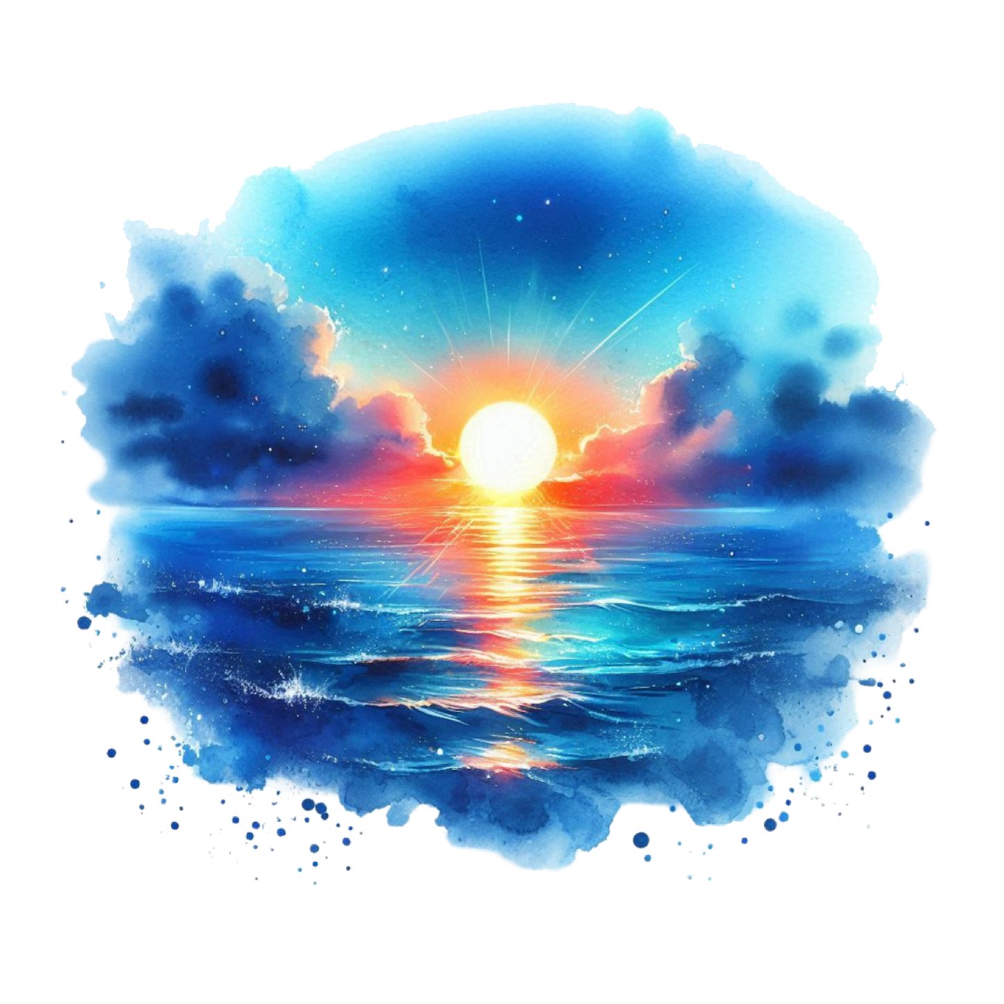Bügelbild Watercolor Blue Sommer Sonnenuntergang #10 Fylou's Style