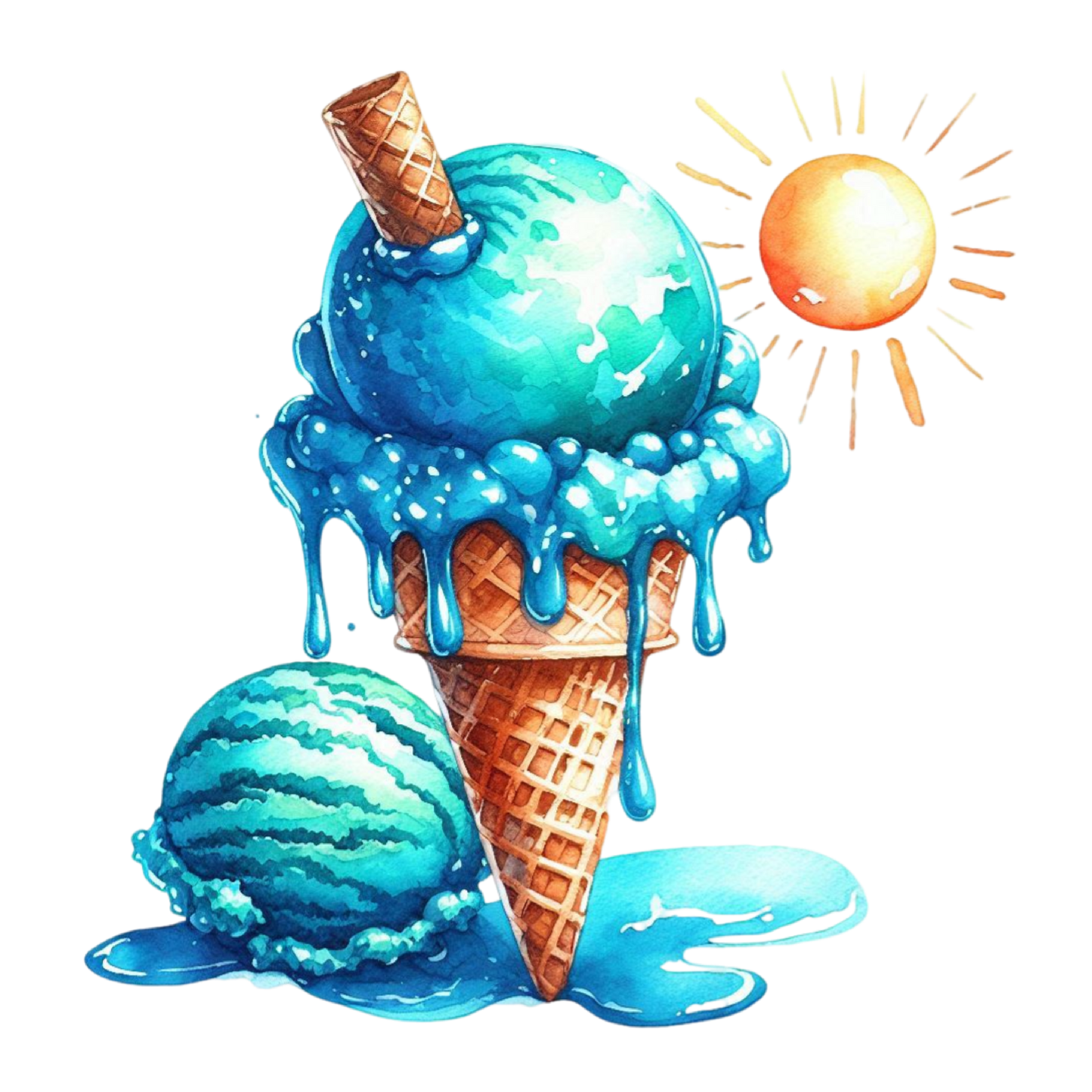 Bügelbild Watercolor Blue Sommer Eiscreme #13 Fylou's Style
