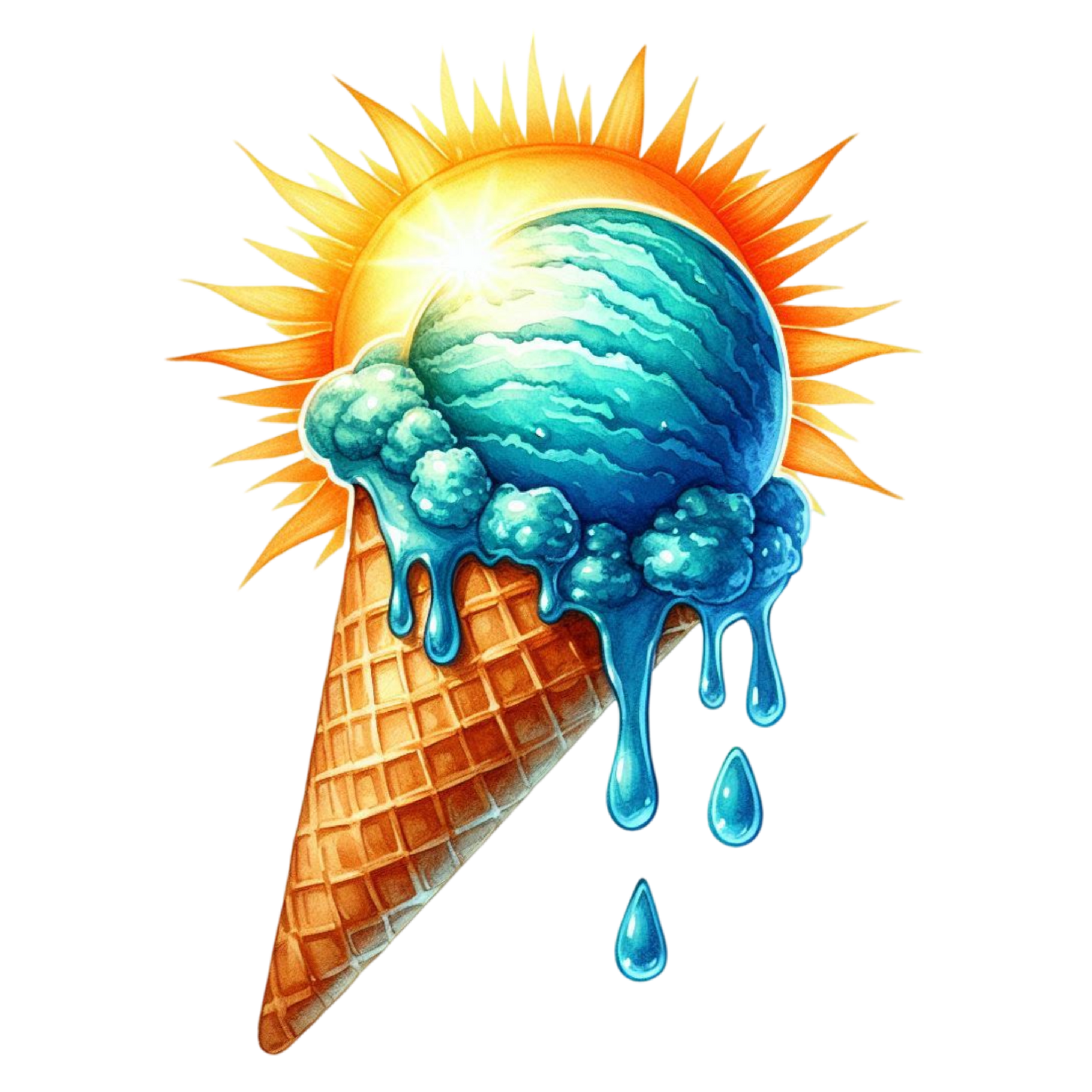 Bügelbild Watercolor Blue Sommer Eis #19 Fylou's Style