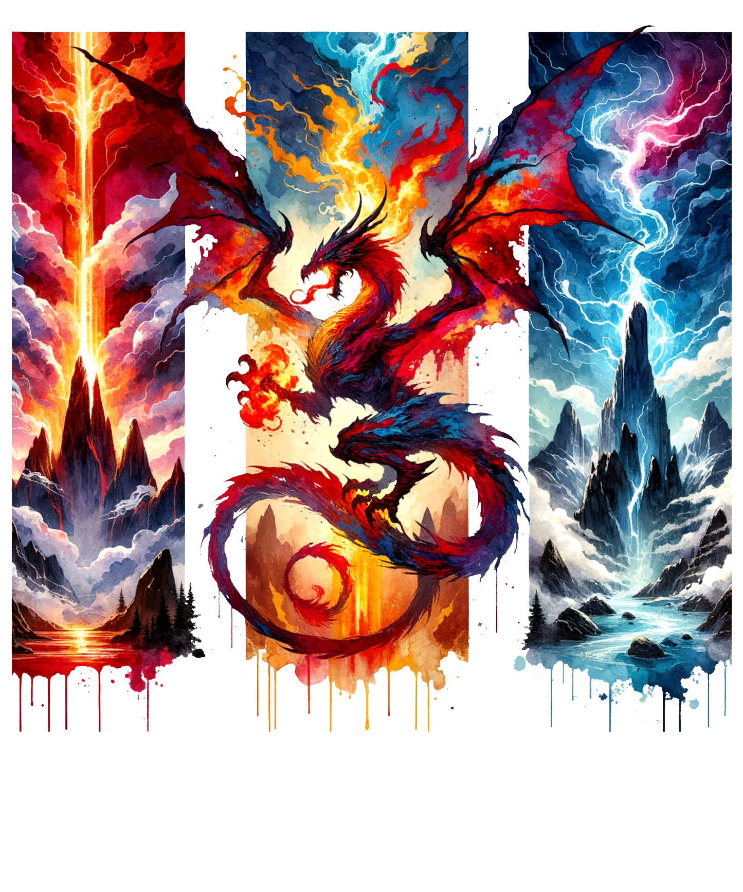 Bügelbild Streifen Motivwelt "Watercolar Drache"